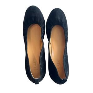 J. Crew Factory Size 8.5 Black Suede Stretch Back Low Heels